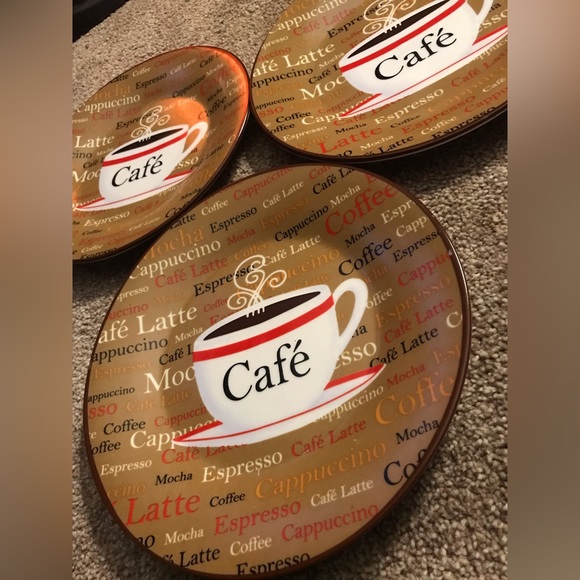 Cute 3-Piece Set Trisa Cafe Coffee Latte Espresso Themed collectible plates - Picture 3 of 5